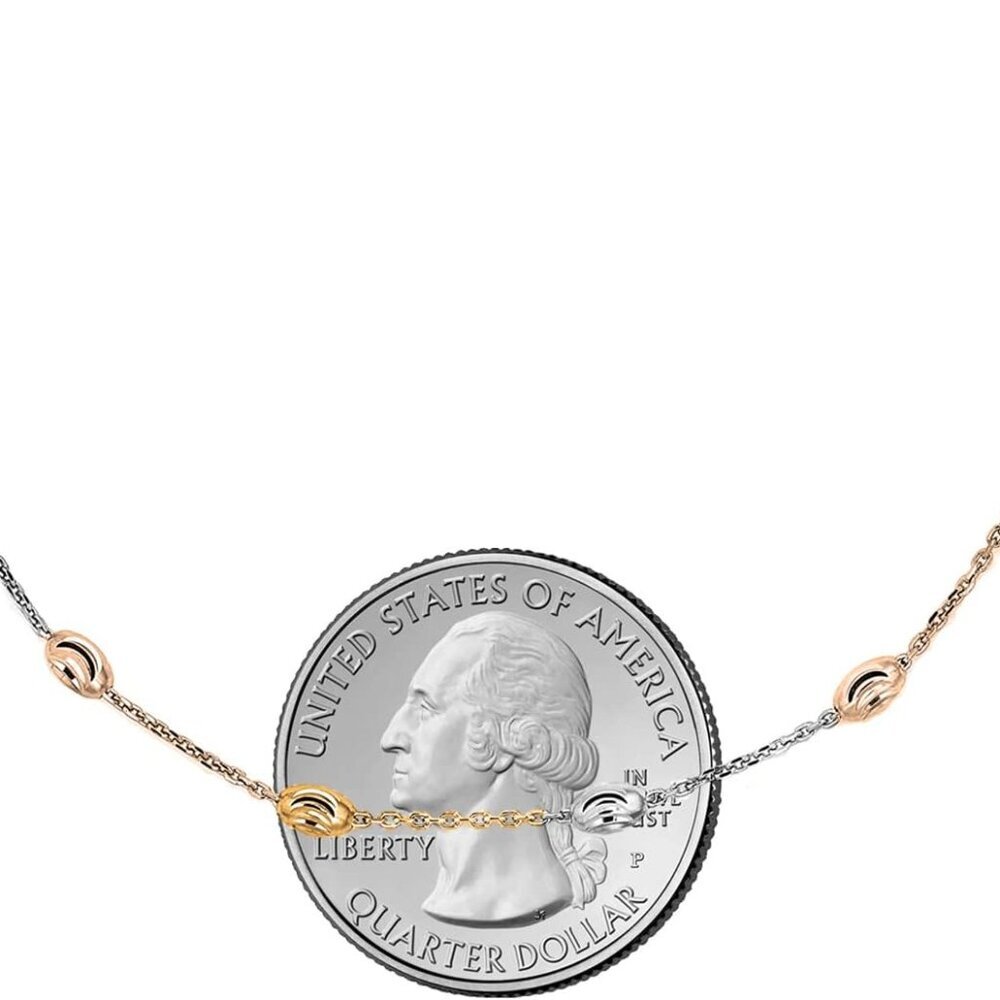 18K Gold Plated Over 925 Sterling Silver Station Oval Moon Bead Anklet Chain For - Picture 3 of 5